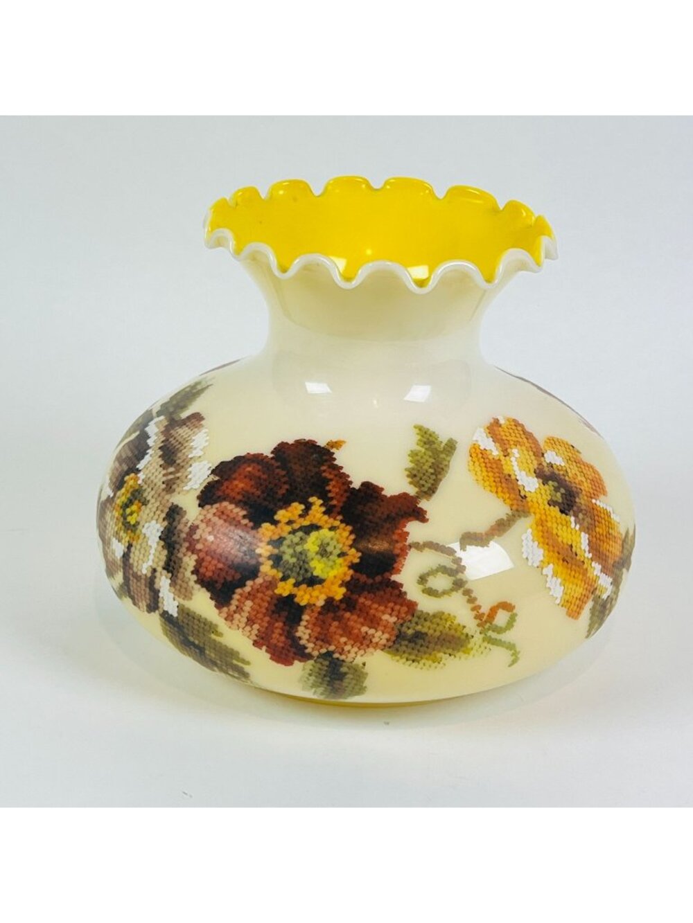 Vintage Gone With The Wind Style Hurricane Lamp Shade Yellow Gold Floral Design